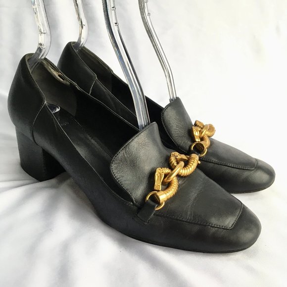 Tory Burch Jessa loafer gold horsebit block heel 9 - Picture 1 of 14